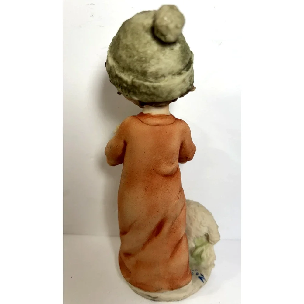 Giuseppe Armani Signed Boy Figurine Sheep Florence Italy Resin 6.5